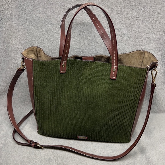 Frances Valentine Handbags - Frances Valentine Large Margaret Olive Green Corduroy And‎ Leather Tote Bag